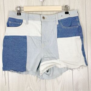 Hollister | Patchwork High Rise Button Fly Denim Shorts Size 31